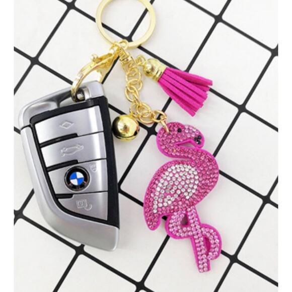 Pink Flamingo Crystal Keychain - Picture 2 of 2